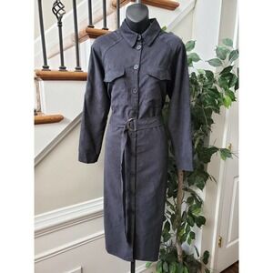 Noblemoon Womens Blk Polyester Long Sleeve Collared Button Down Shirt Jacket XL